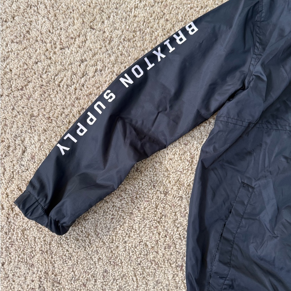Brixton Black Hooded Kids Rain Jacket with Sleeve Logo - Picture 3 of 5